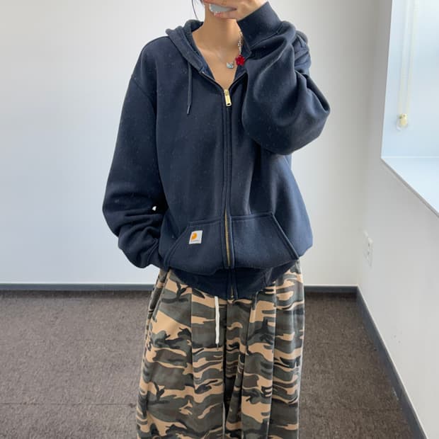 Carhartt 칼하트 네이비 루즈핏 후드집업 