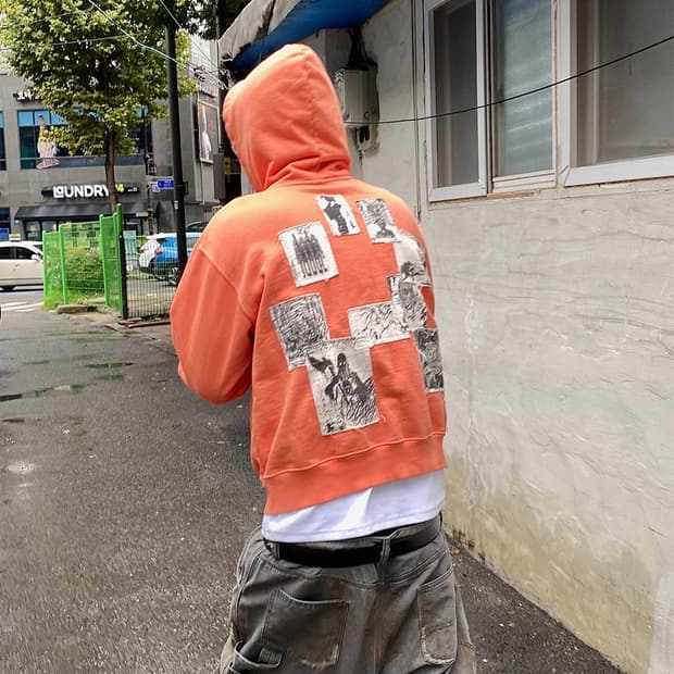 언더마이카 더티오렌지 후드집업 