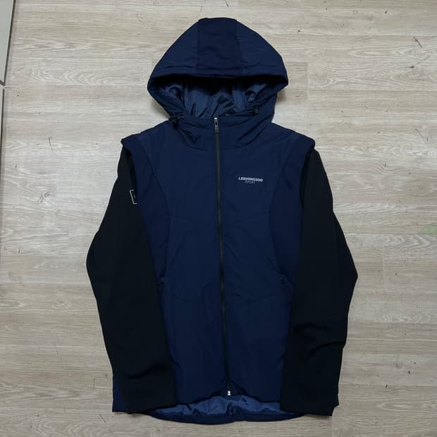 이동수 스포츠 골프웨어 배색 후드 경량패딩 점퍼 [네이비] 2XL/110