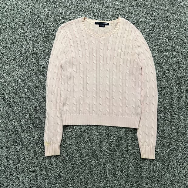 폴로 케이블 핑크 니트