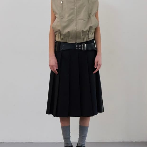 [LCDC] 엘씨디씨 사이드 지퍼 플리츠 미디 스커트 #BLACK (M)