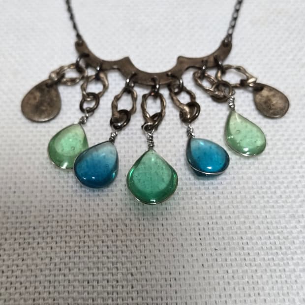 이탈리아 엔틱 실버 915 드롭 목걸이