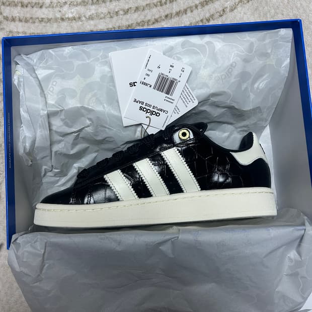 아디다스 x 베이프 캠퍼스 00s 코어 블랙 오프 화이트 255