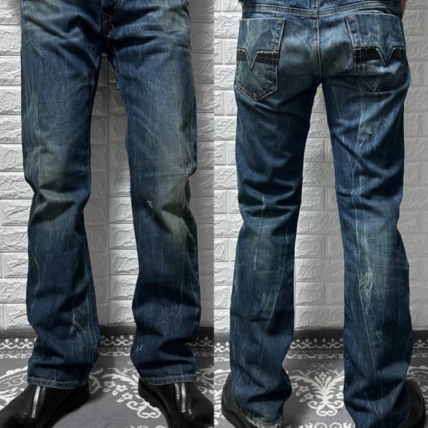 디젤 바이커 다크 인디고 데님 팬츠