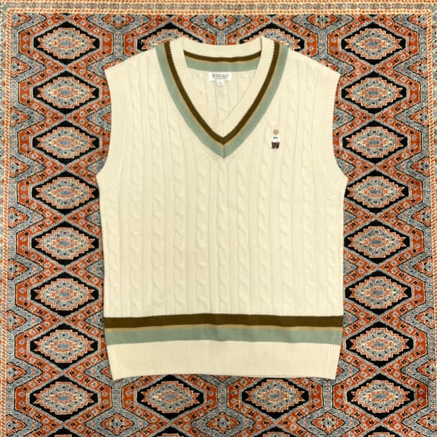 후아유 베이지 브이넥 꽈배기 니트조끼 남성L