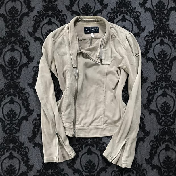 Armani Jeans 투웨이 더블 지퍼 락시크 하이넥 슬림 자켓