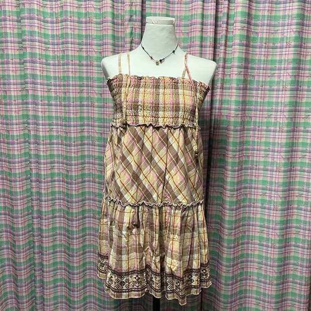 체크 원피스 스커트