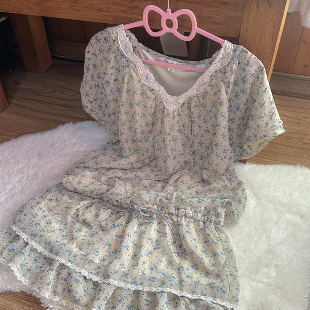 빈티지 히메카지 플라워 블라우스 원피스 히메갸루 모리걸 아오이유우 로걀