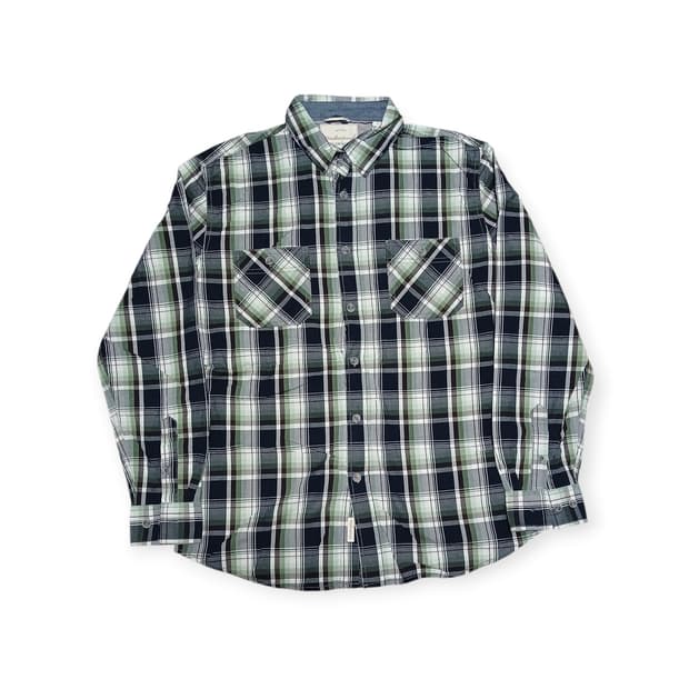 웨더 프루프 빈티지 그린 체크 셔츠