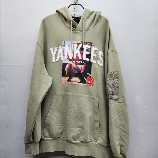 MLB 뉴욕양키스 사이드포켓 빅로고 자수 후드티 XL(2XL)