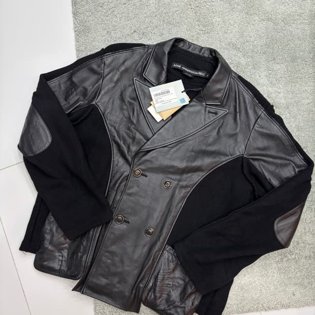 앤더슨벨 / 테디 레더 니트 더블 자켓 / L