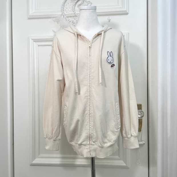 MIFFY cream patch print point hoodie-zip