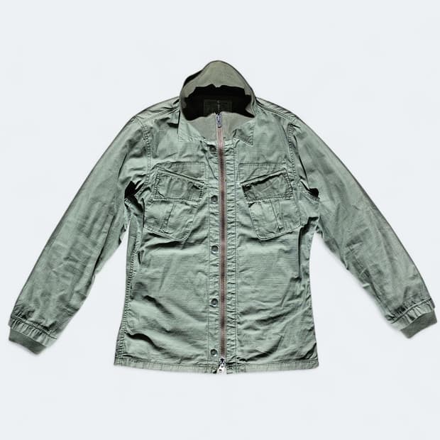 100~105 L~XL 백넘버 카키 밀리터리 하이넥 자켓 재팬 빈티지