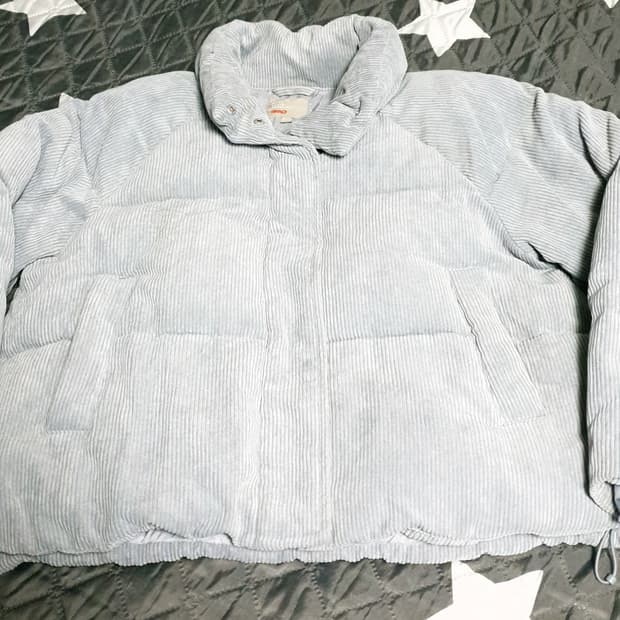 스파오 코듀로이 파스텔 푸퍼 숏패딩 블루 (M)