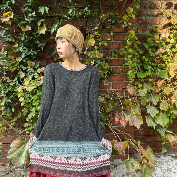 눈꽃 패턴 포인트 원피스