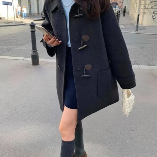 프리티영띵 pyt 도매택 떡볶이 더플 하프 코트 차콜