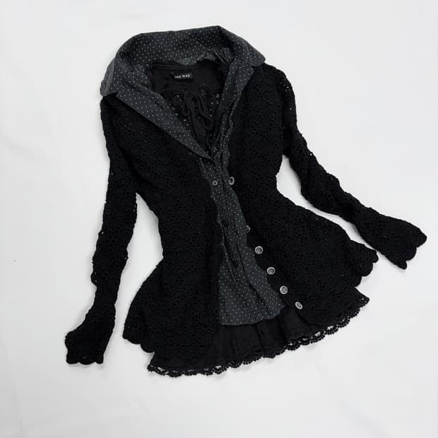 공겜여주 큐트 데일리고스 상의 도트 3피스 세트