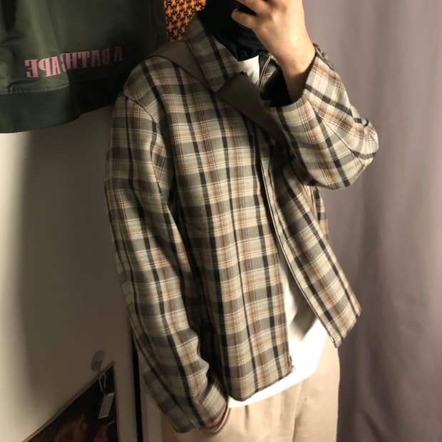 오라리 더블페이스 체크 블루종