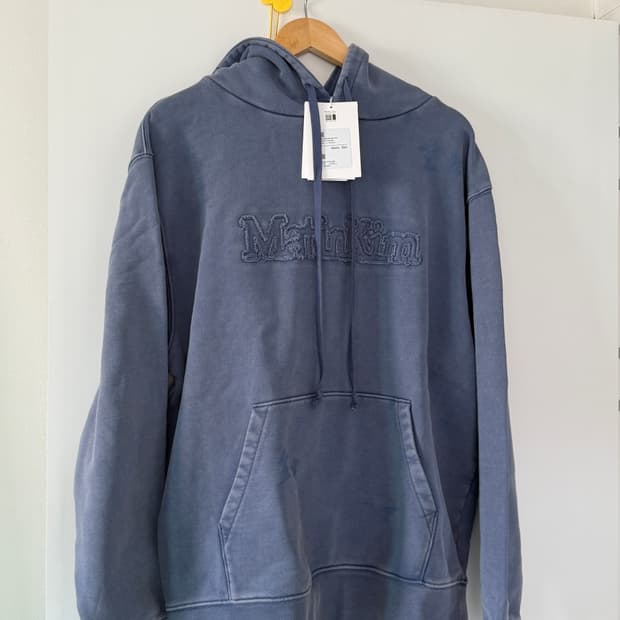 마뗑킴 빈티지 다잉 후드티 블루