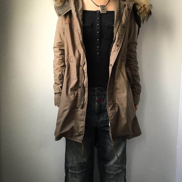 goa raccoon Fur hood filed jacket