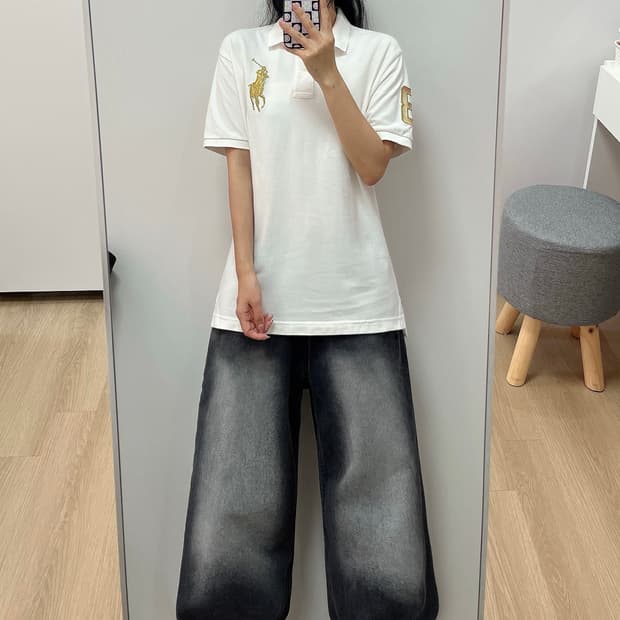 폴로 랄프로렌 골드 빅포니 화이트 카라 반팔 티셔츠