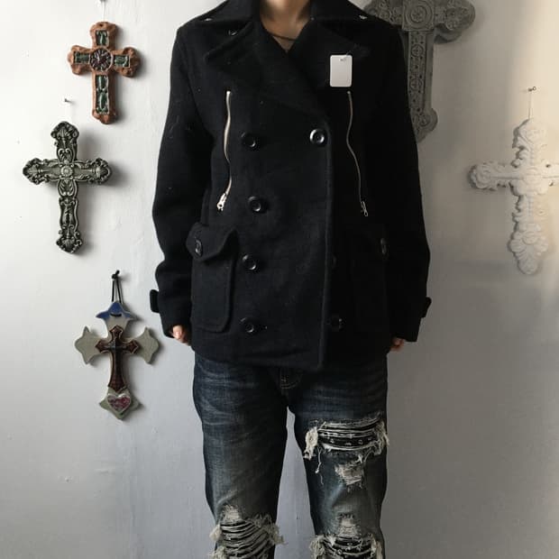 Star stud point double button coat