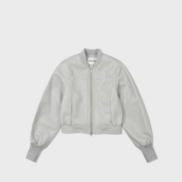 Raglan leather jacket/ silver