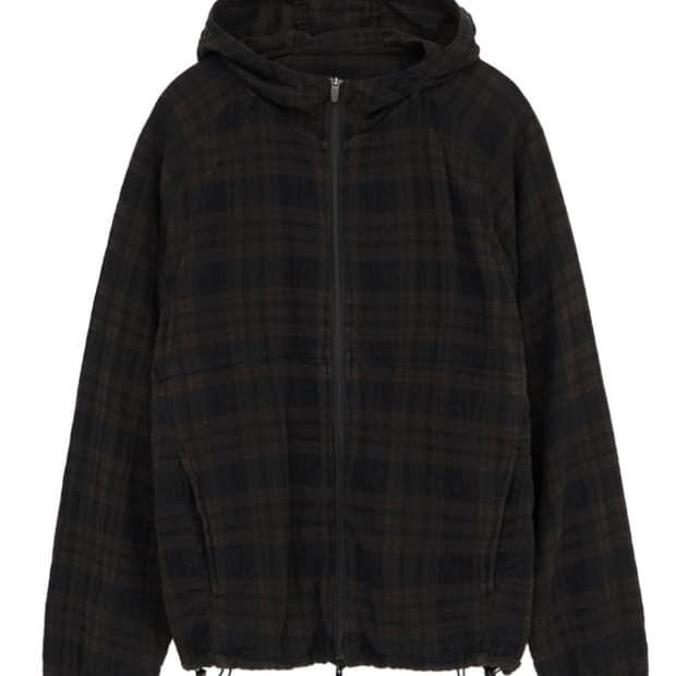 폴리테루 휴먼인덱스 휴먼 체크 후디 파카 브라운