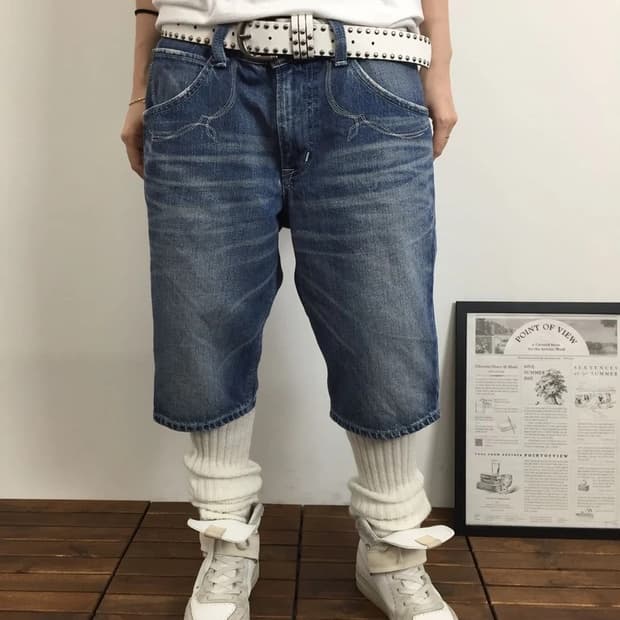 EDWIN 503 Blue Trip Denim Shorts