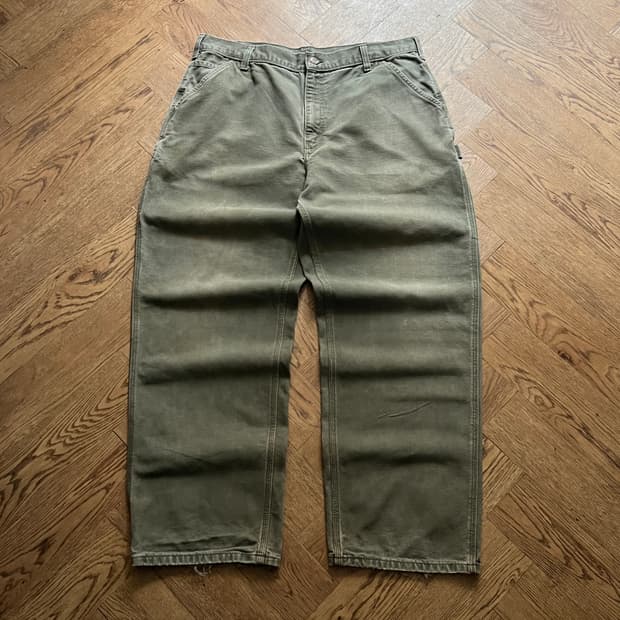 [38]칼하트 USA 빈티지 워싱 모스그린 카펜터 워크 팬츠 M4