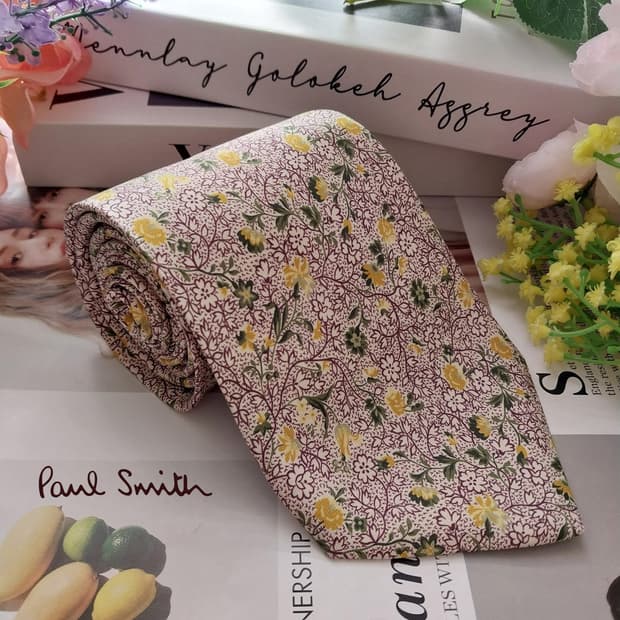 폴 스미스 실크 플라워 패턴 넥타이 9.5cm A+등급 K1296
