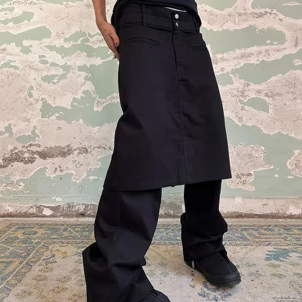 비엑세스치마레이어드바지Double Waistband Detachable