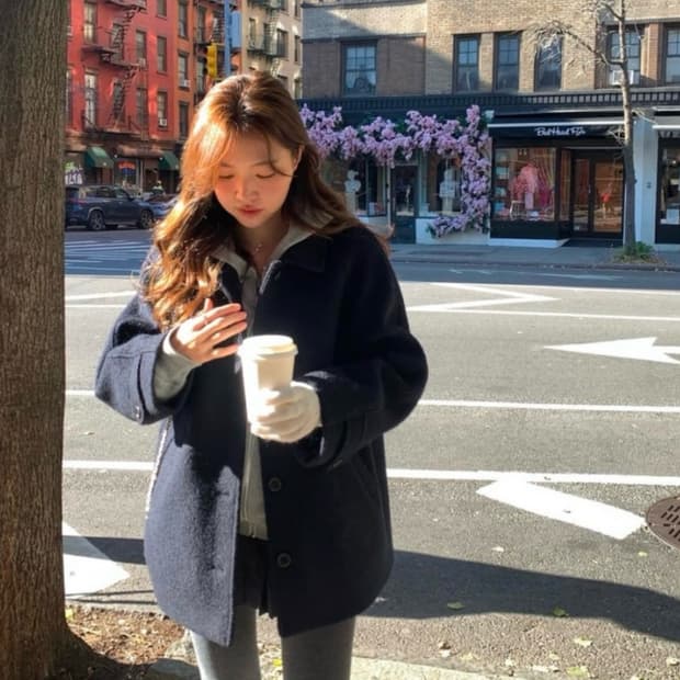 타낫 하프코트 네이비 (ato alpaca wool half coat)