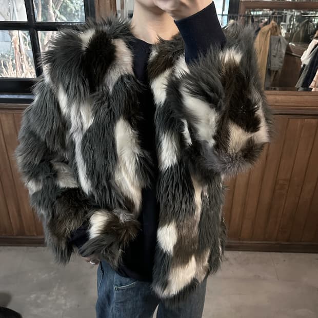 SENSE OF PLACE faux fur mixed jacket