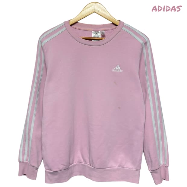 3816 아디다스 핑크 삼선 라운드 맨투맨