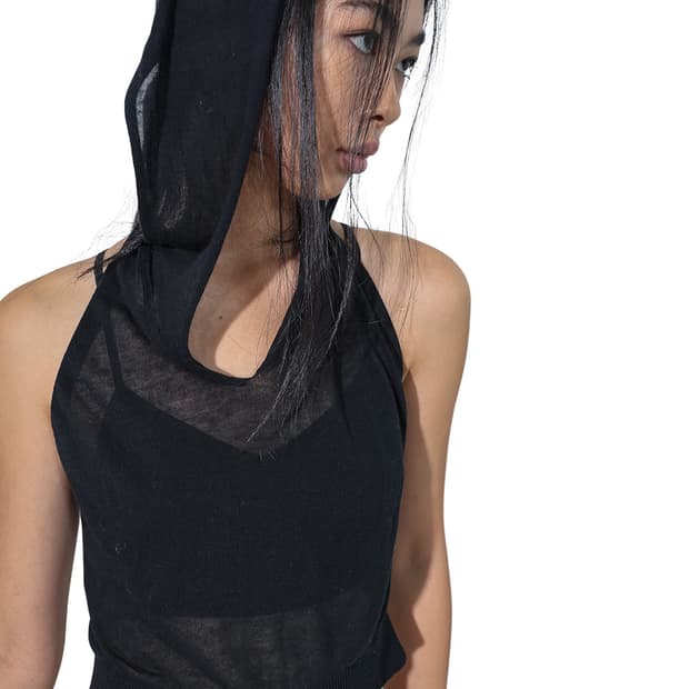 [F]퍼버즈 26ss 크롭 후드 니트/블랙