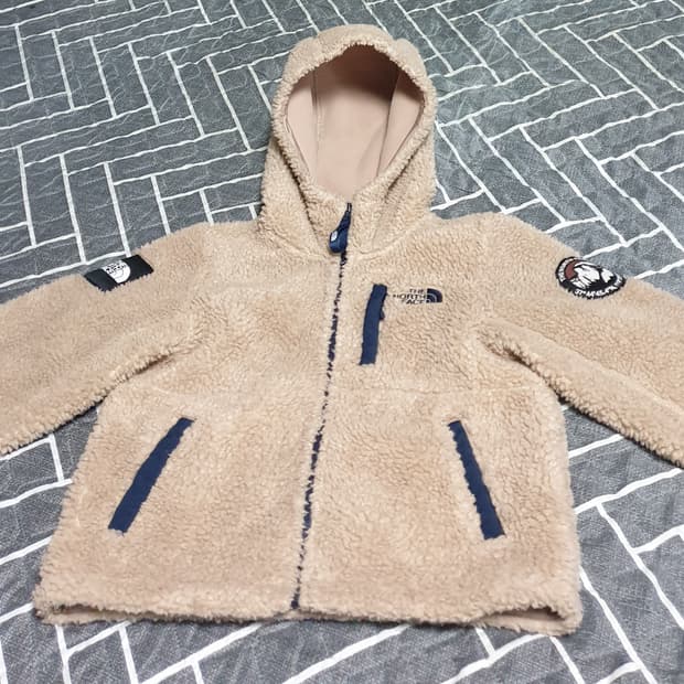 노스페이스 키즈 뽀글이 후드 짚업 자켓 베이지 (120)