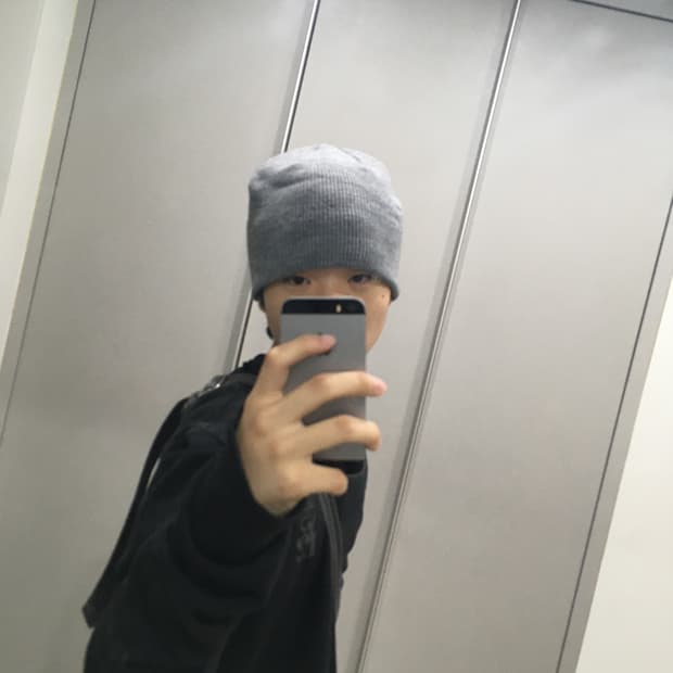그레이 무지 비니