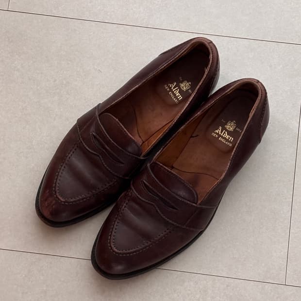 빈티지 알든 683 페니로퍼 290 - 버건디 카프스킨
