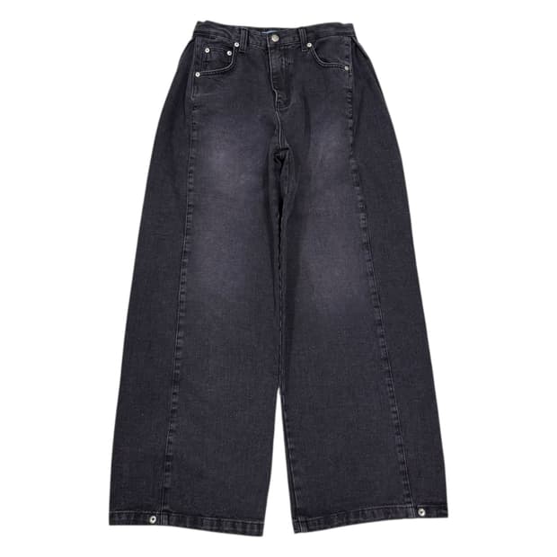 로제프란츠 사이드 턱 와이드 데님팬츠 바지 핑크블랙 M