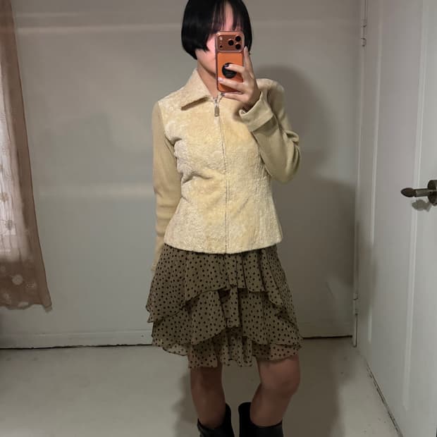 일본빈티지 퍼 니트 가디건 자켓