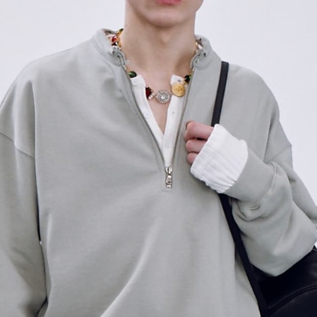 F 렉토 하프 집업 맨투맨 그레이시 카키