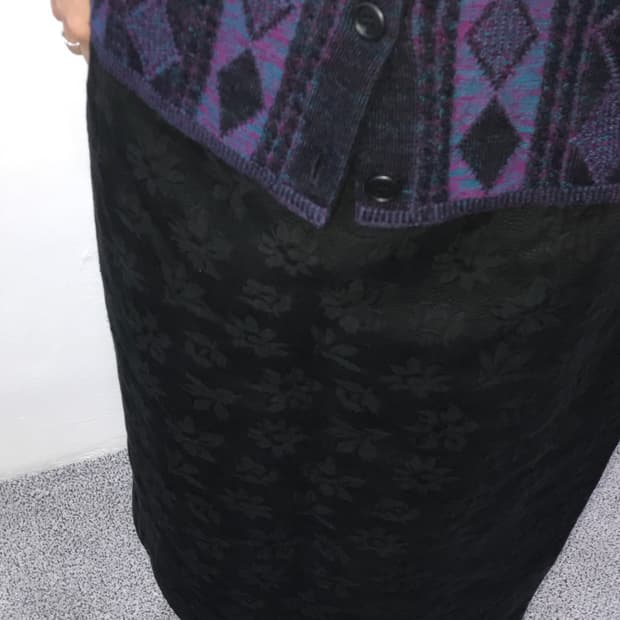 플라워 패턴 밴딩 미디스커트