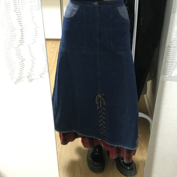빈티지 청패치 스커트