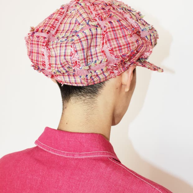 Vintage Patchwork Check Newsboy Cap