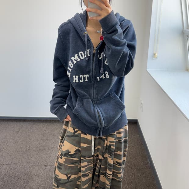 Abercrombie 아베크롬비 스펠아웃 로고 네이비 후드집업