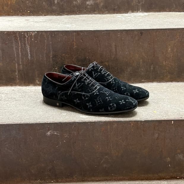 루이비통 블랙 모노그램 벨벳 옥스퍼드 슈즈