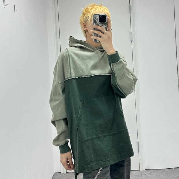 GENTIL grunge two tone color hoodie