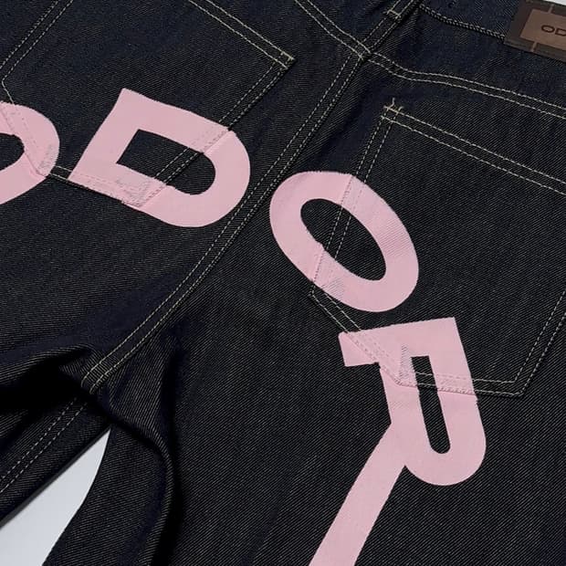 오도어 odor logo drop denim in pink