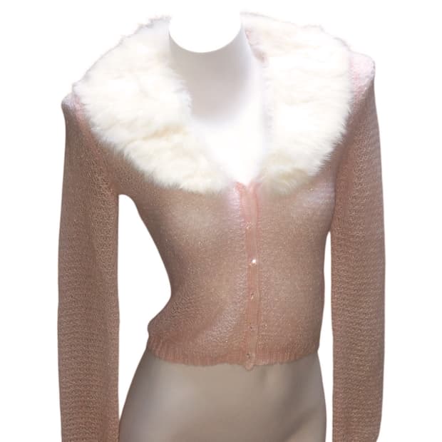 빈티지 글리터 모헤어 니트 가디건